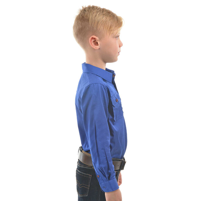 Cobalt Kids Unisex Heavy Cotton Drill Half Placket Long Sleeve Shirt