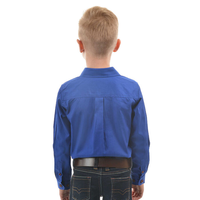 Cobalt Kids Unisex Heavy Cotton Drill Half Placket Long Sleeve Shirt