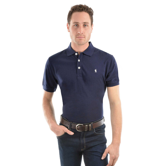 Dark Navy Mens Tailored Short Sleeve Polo Shirt
