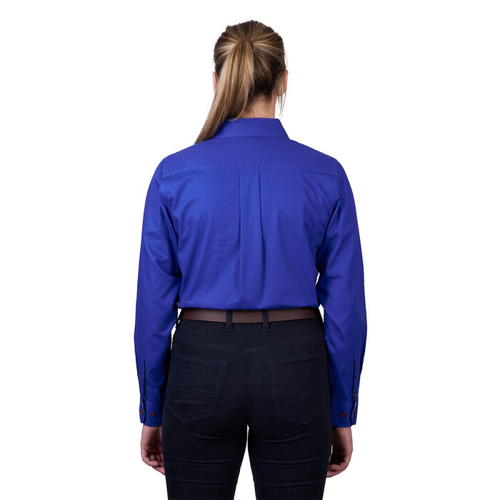 Dutch Blue Womens Light Cotton Drill L Sleeve Shirt Half Placket Contrast Trim