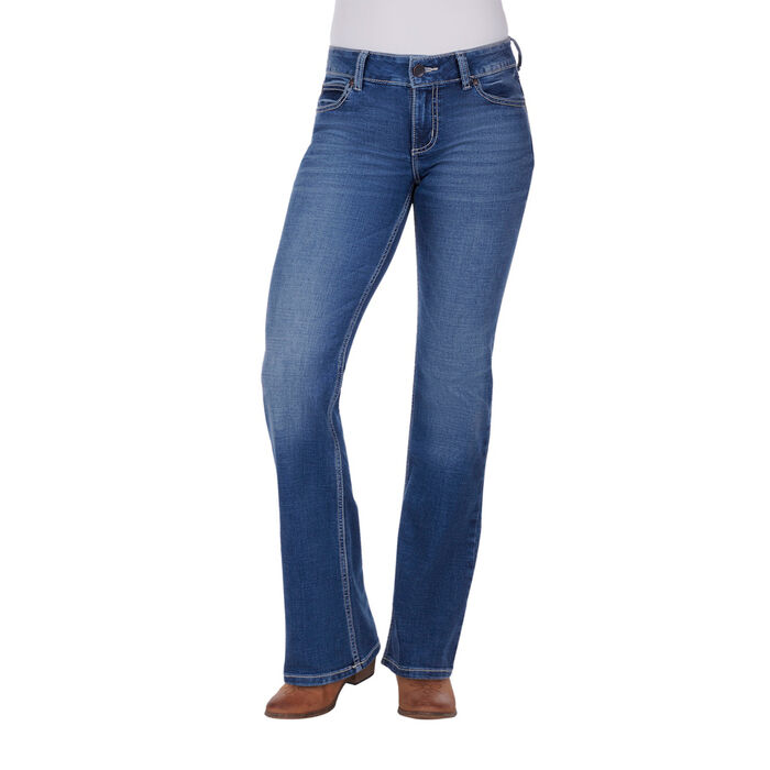 Mae Womens Retro Mid Rise Boot Cut Jean 34 Leg