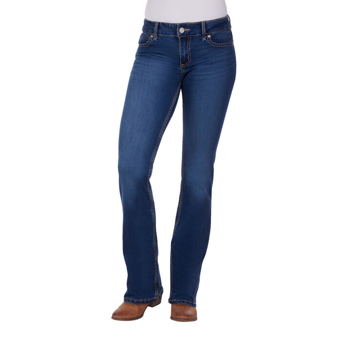 Mae Womens Retro Mid Rise Boot Cut Jean 34 Leg