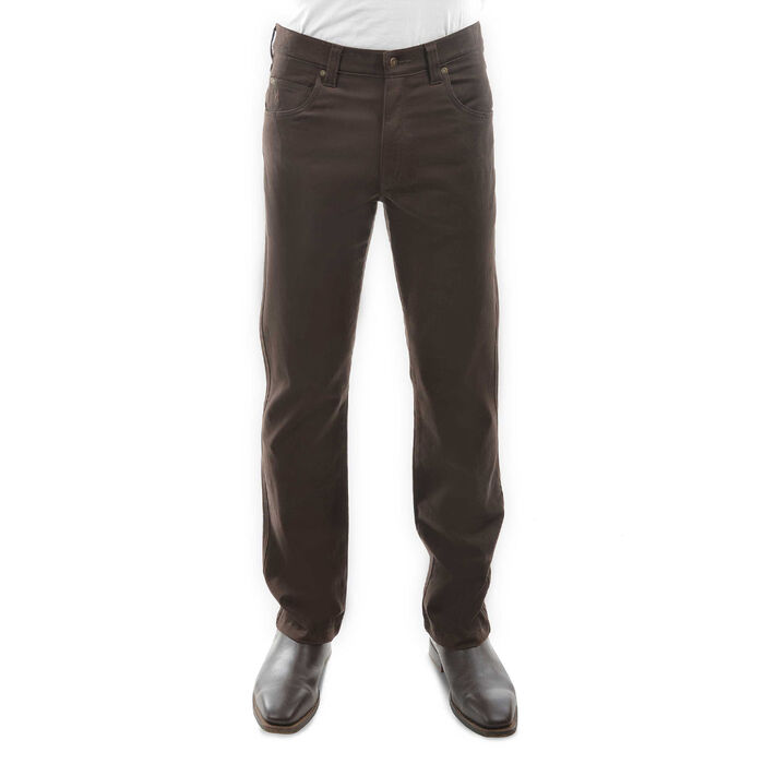 Rich Brown Mens Stretch Moleskin Jeans Mid Reg Straight Leg 32 Leg