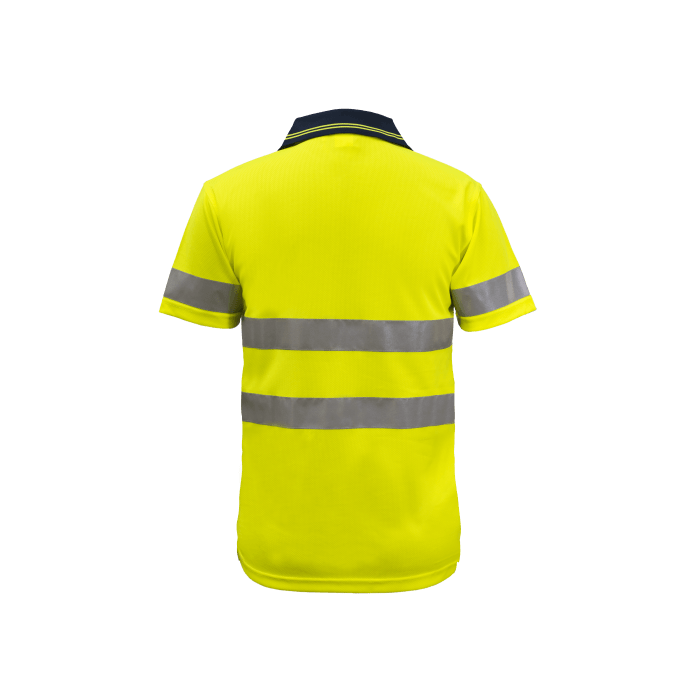 WORKCRAFT POLOS HI VIS TWO TONE SHORT SLEEVE MICROMESH POLO WITH POCKET AND CSR 