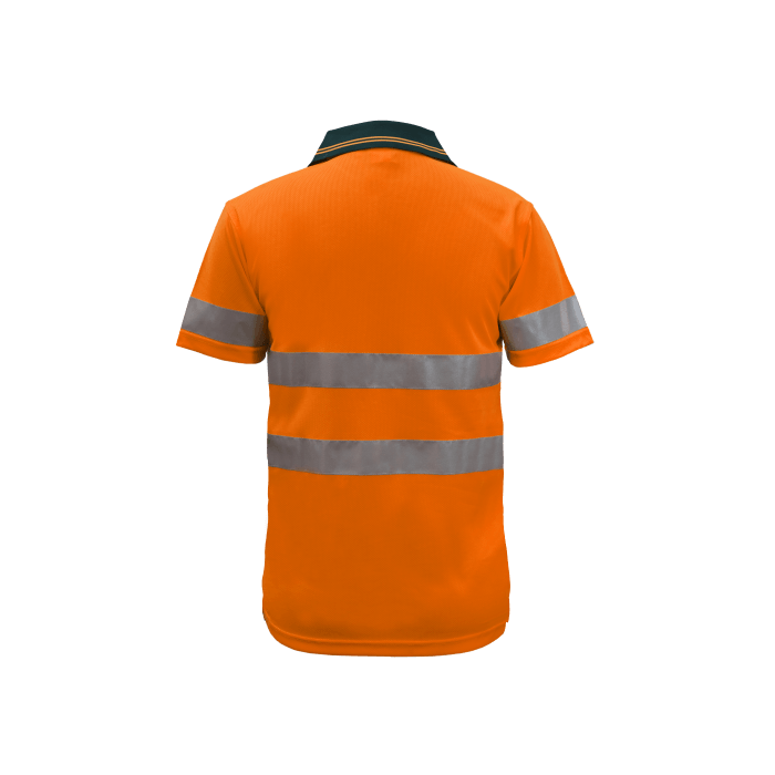 WORKCRAFT POLOS HI VIS TWO TONE SHORT SLEEVE MICROMESH POLO WITH POCKET AND CSR 