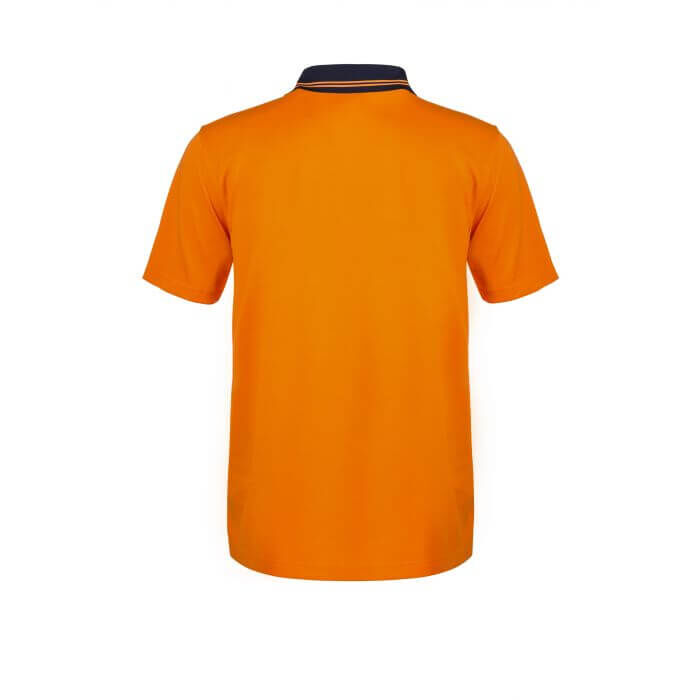 WORKCRAFT  MENS  HI VIS TWO TONE SHORT SLEEVE MICROMESH POLO WITH POCKET