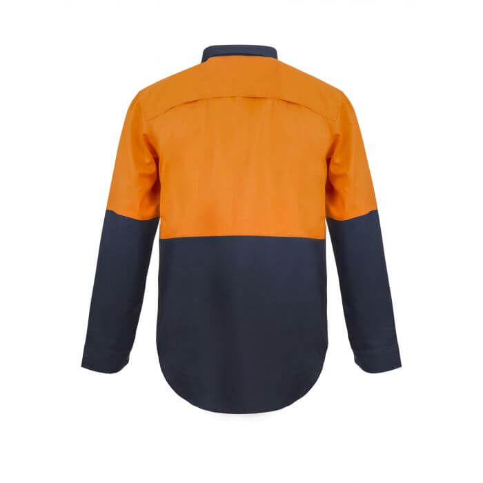 WORKCRAFT   MENS   LIGHTWEIGHTTWO TONE HALF PLACKET VENTED COTTON DRILL SHIRT WI