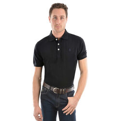 Black Mens Tailored Short Sleeve Polo Shirt