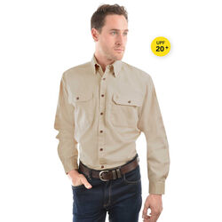 Bone Unisex Light Cotton Drill L/Sleeve Shirt Full Placket