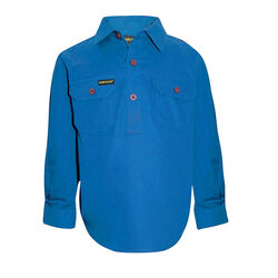 Bright Blue Kids Half Placket Light Cotton Shirt