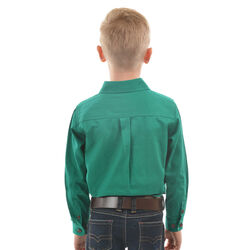 Bright Green Kids Unisex Heavy Cotton Drill Half Placket Long Sleeve Shirt