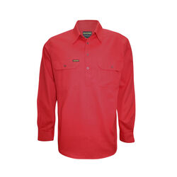 Bright Red Mens Half Placket Light Cotton Shirt