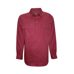 Burgundy Mens Half Placket Light Cotton Shirt  5XL