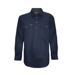 Dark Navy Mens Half Placket Light Cotton Shirt
