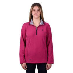Deep Pink Womens Charlie Classic Quarter Zip Neck Rugby