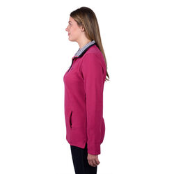 Deep Pink Womens Charlie Classic Quarter Zip Neck Rugby