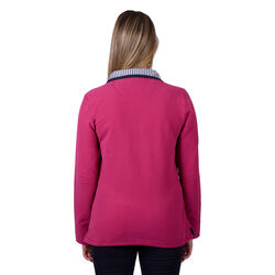 Deep Pink Womens Charlie Classic Quarter Zip Neck Rugby