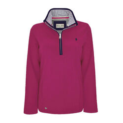 Deep Pink Womens Charlie Classic Quarter Zip Neck Rugby