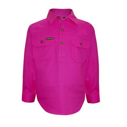 Fuchsia Kids Half Placket Light Cotton Shirt