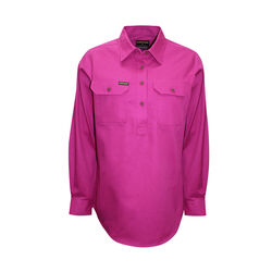 Fuchsia Womens Half Placket Light Cotton Long Sleeve Shirt