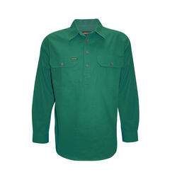 Green Mens Half Placket Light Cotton Shirt
