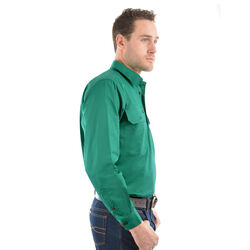Green Mens Half Placket Light Cotton Shirt - 5XL
