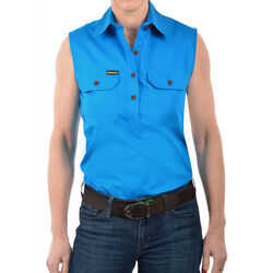 HARD SLOG   Women+39s Half Placket Light Cotton Sleeveless Shirt