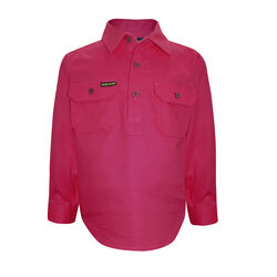  HARD SLOG -  Kids - Half Placket Light Cotton Drill Shirt