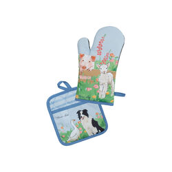 Light Blue (Farm Animals) TC Oven Mitt & Pot Holder Set