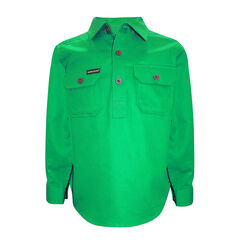 Lime Green Kids Half Placket Light Cotton Shirt