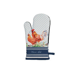 Navy White (Chickens) TC Oven Mitt and Pot Holder Set