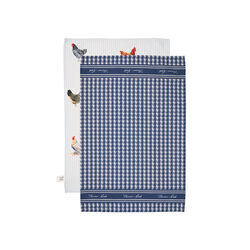Navy White (Chickens) TC Tea Towels  2Pack