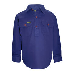 Royal Blue Kids Half Placket Light Cotton Shirt