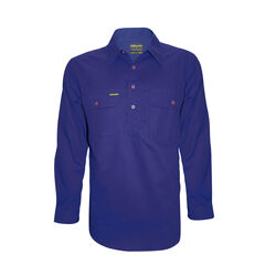 Royal Blue Mens Half Placket Light Cotton Shirt  5XL