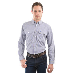 Royal Blue and Brown Mens Wentworth Check 2 Pocket L Sleeve Shirt
