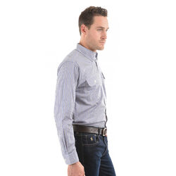 Royal Blue and Brown Mens Wentworth Check 2 Pocket L Sleeve Shirt