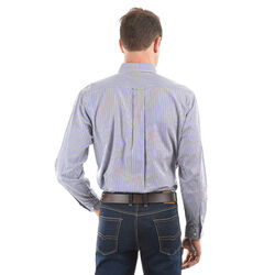 Royal Blue and Brown Mens Wentworth Check 2 Pocket L Sleeve Shirt