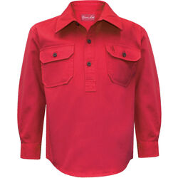 Shirt - Kids Heavy Cotton Drill Half Placket L/S Shirt