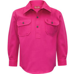 Shirt  Kids Heavy Cotton Drill Half Placket LS Shirt