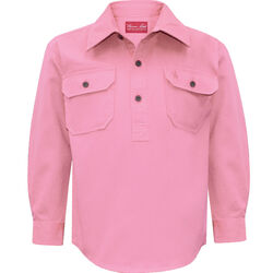 Shirt  Kids Heavy Cotton Drill Half Placket LS Shirt