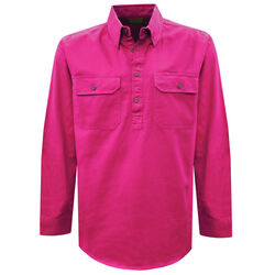 Shirt  Unisex Light Drill Half Placket 2Pockets LS Shirt