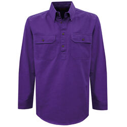 Shirt  Unisex Light Drill Half Placket 2Pockets LS Shirt