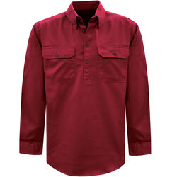 Shirt  Unisex Light Drill Half Placket 2Pockets LS Shirt