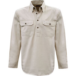 Shirt  Unisex Light Drill Half Placket 2Pockets LS Shirt