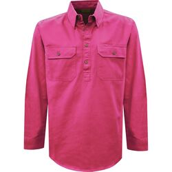 Shirt  Unisex Light Drill Half Placket 2Pockets LS Shirt