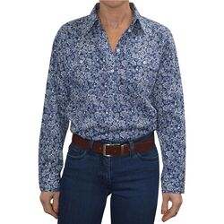 Womens Half Placket 2-Pocket Print Shirt