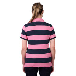 Soft Pink and Dark Navy Womens Rachel Stripe Short Sleeve Polo