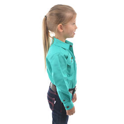 Turquoise Kids Half Placket Light Cotton Shirt