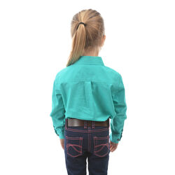Turquoise Kids Half Placket Light Cotton Shirt