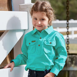 Turquoise Kids Half Placket Light Cotton Shirt
